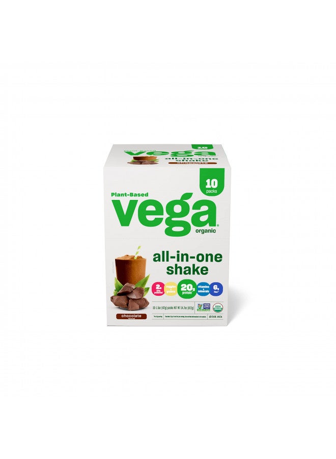 Vega Organic All-in-One Vegan Protein Powder, Chocolate - Superfood Ingredients, Vitamins for Immunity Support, Keto Friendly, Pea Protein for Women & Men, 14.7 oz (Packaging May Vary)