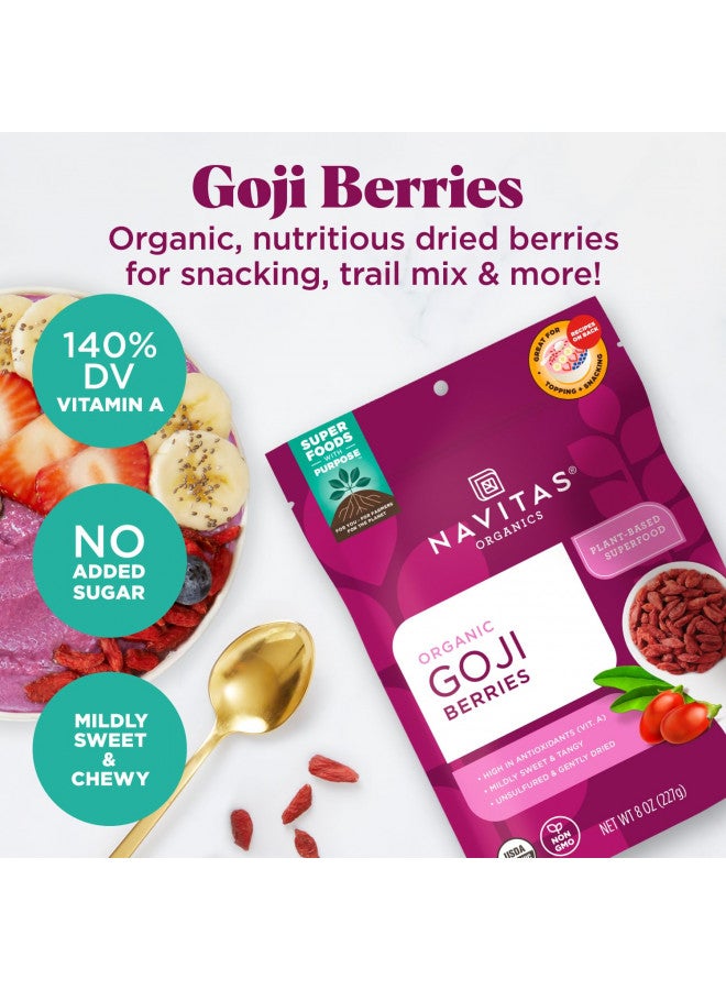 Navitas Organics Goji Berries, 8 oz. Bag, 8 Servings Organic, Non-GMO, Sun-Dried, Sulfite-Free