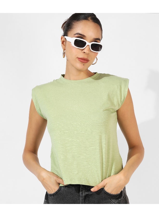 Women's Solid Sage Green Top