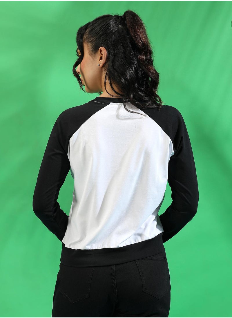 Campus Sutra Women's White I Can & I Will Raglan Top