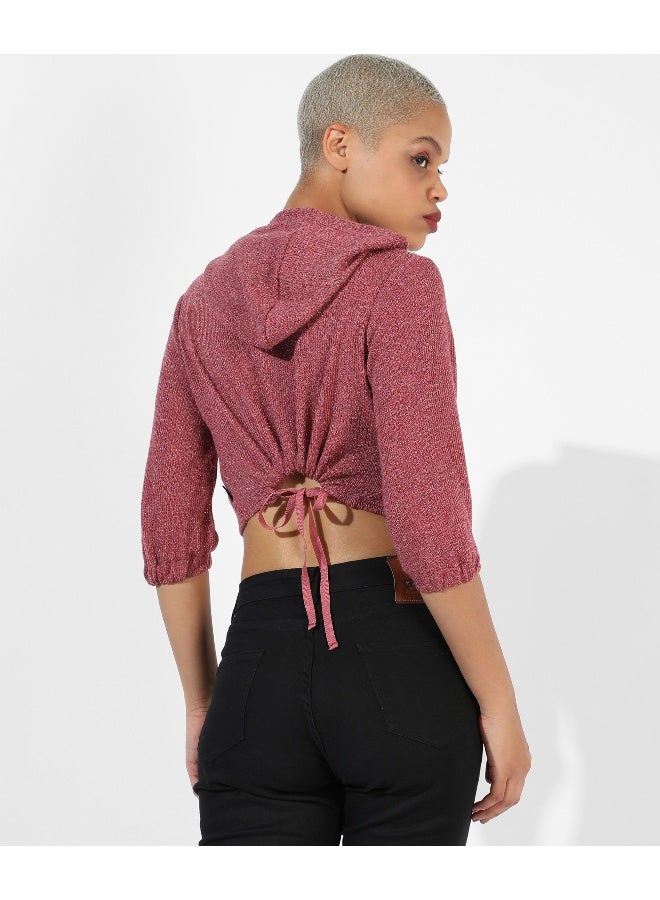 Women's Pink Textured Regular Fit Top