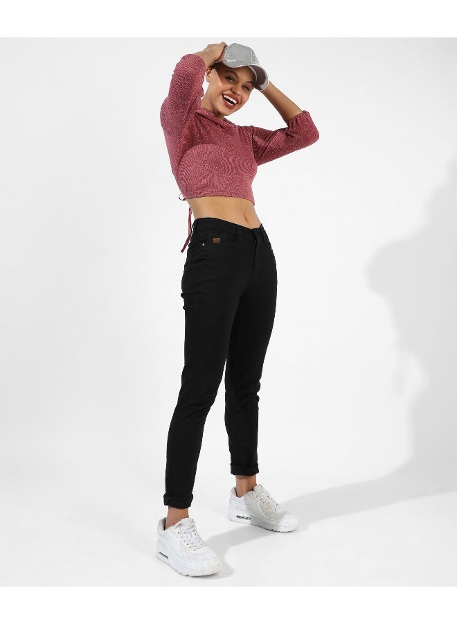 Women's Pink Textured Regular Fit Top