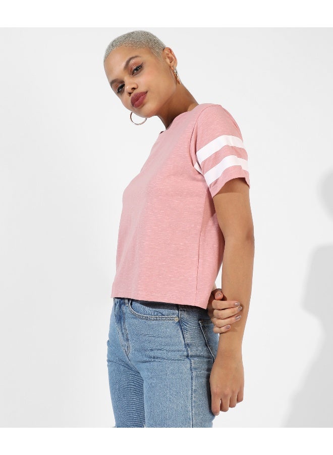 Women's Pink Solid Regular Fit Top