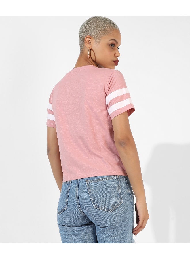 Women's Pink Solid Regular Fit Top