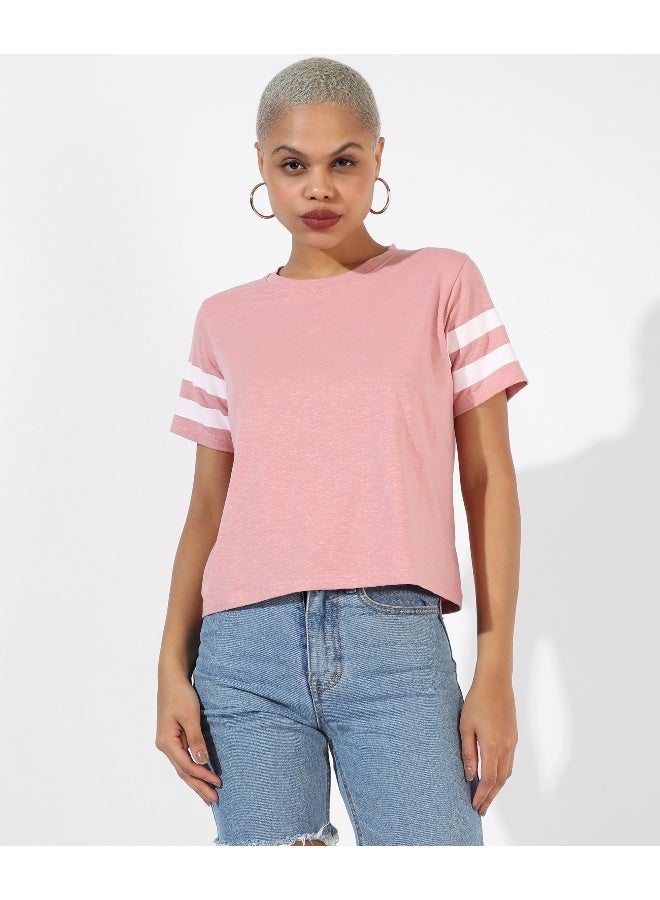 Women's Pink Solid Regular Fit Top