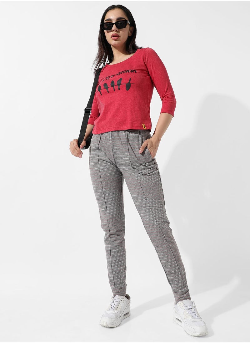 Women's Red Graphic Print Top