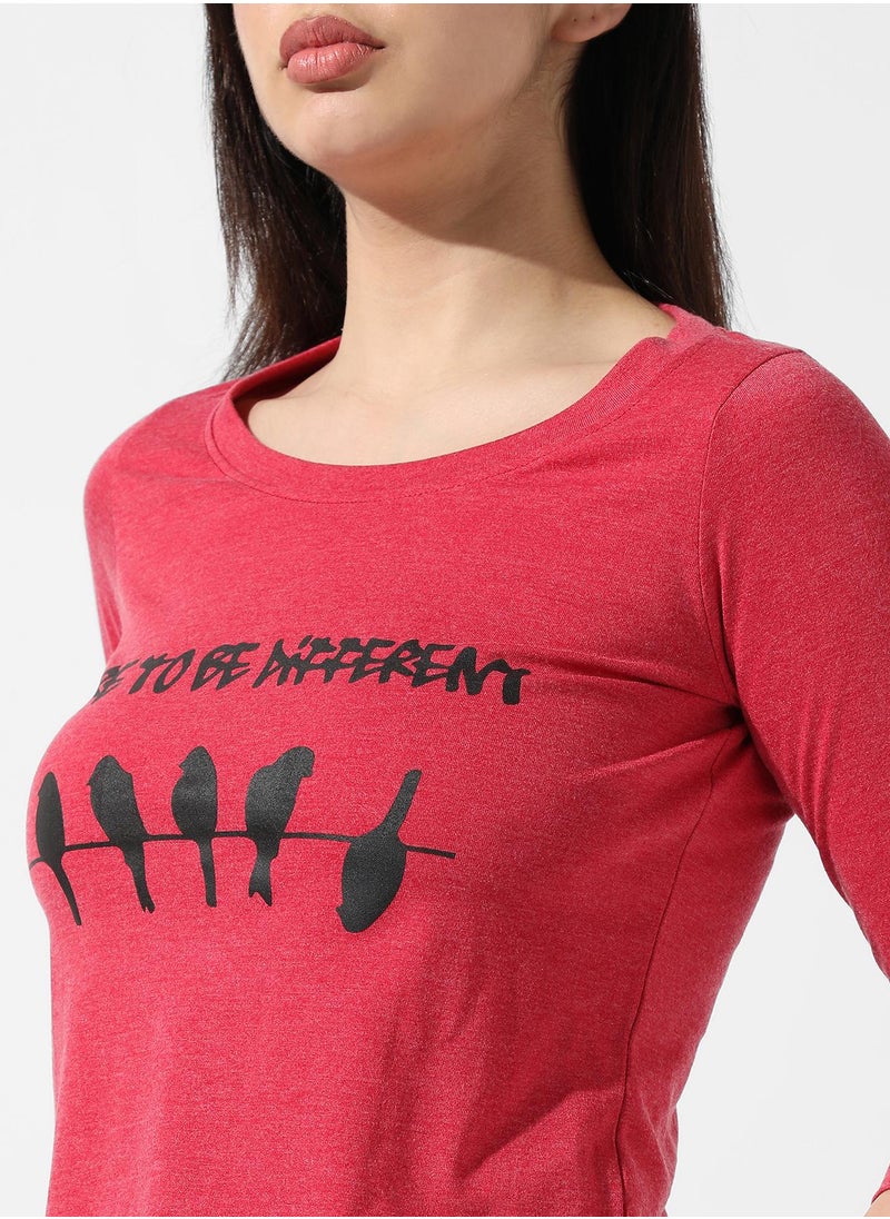 Women's Red Graphic Print Top