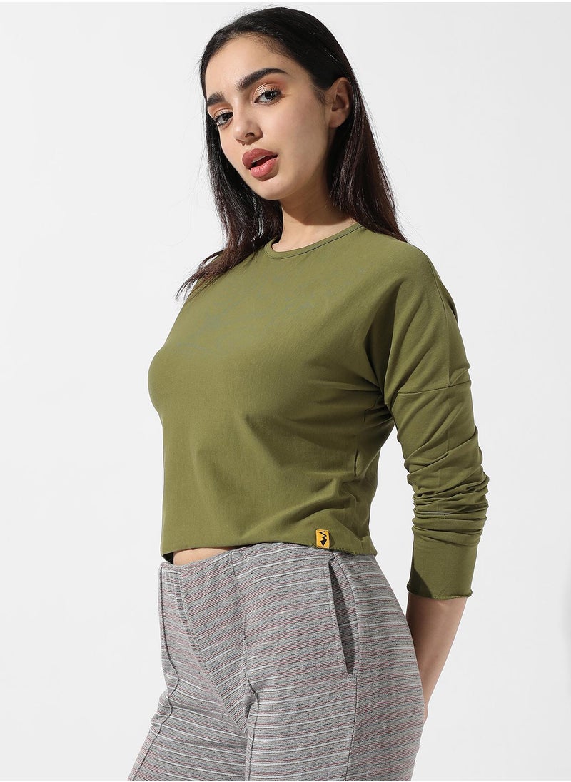 Women's Solid Olive Green Top