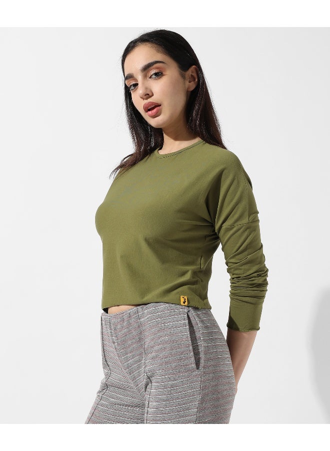 Women's Solid Olive Green Top