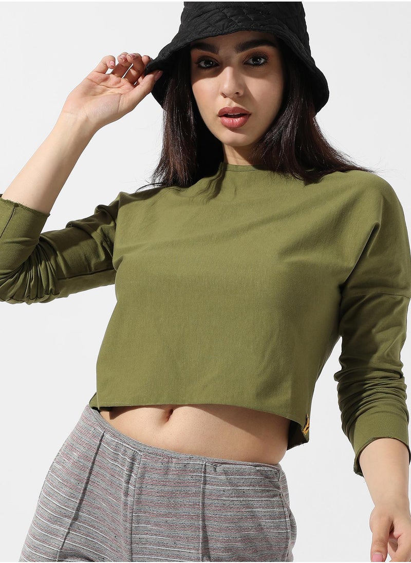 Women's Solid Olive Green Top