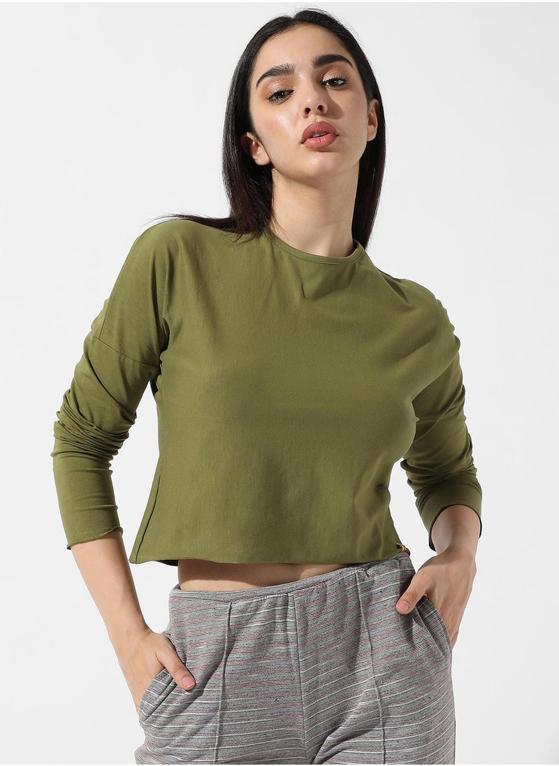 Women's Solid Olive Green Top