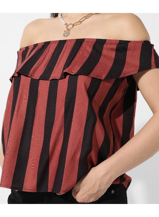 Women's Striped Off-Shoulder Top