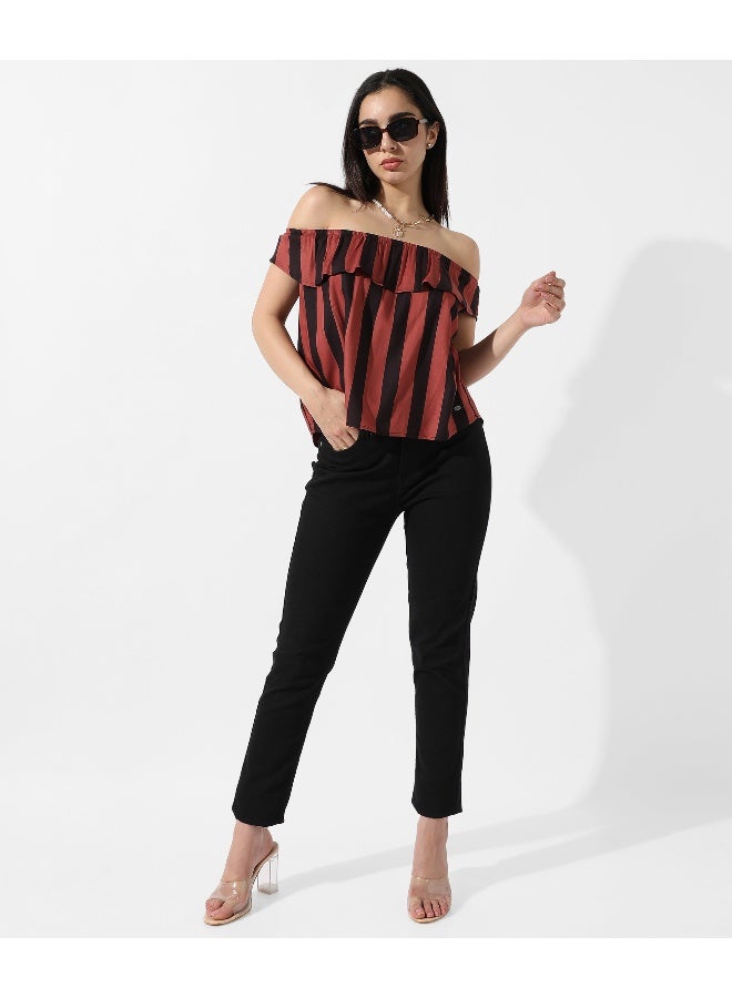 Women's Striped Off-Shoulder Top