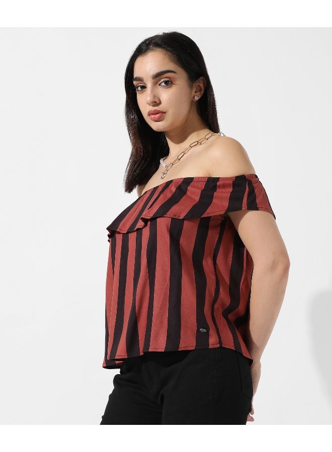 Women's Striped Off-Shoulder Top