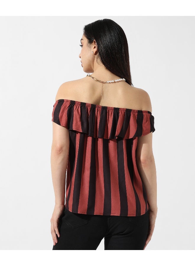 Women's Striped Off-Shoulder Top