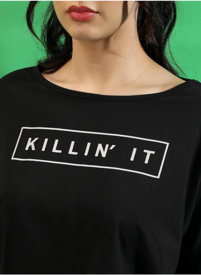 Campus Sutra Women's Black Killin' It Top