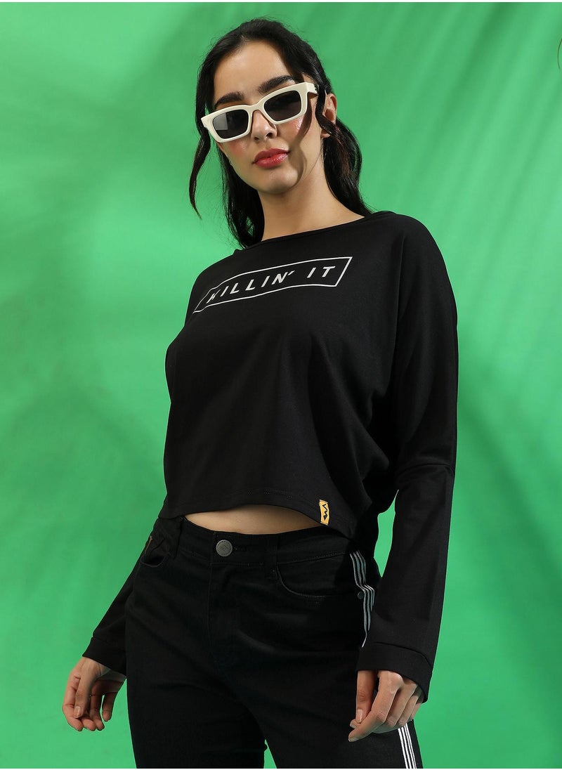 Campus Sutra Women's Black Killin' It Top