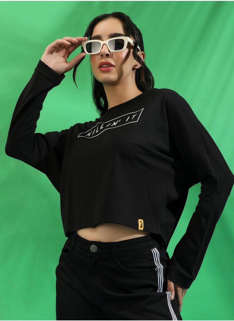 Campus Sutra Women's Black Killin' It Top