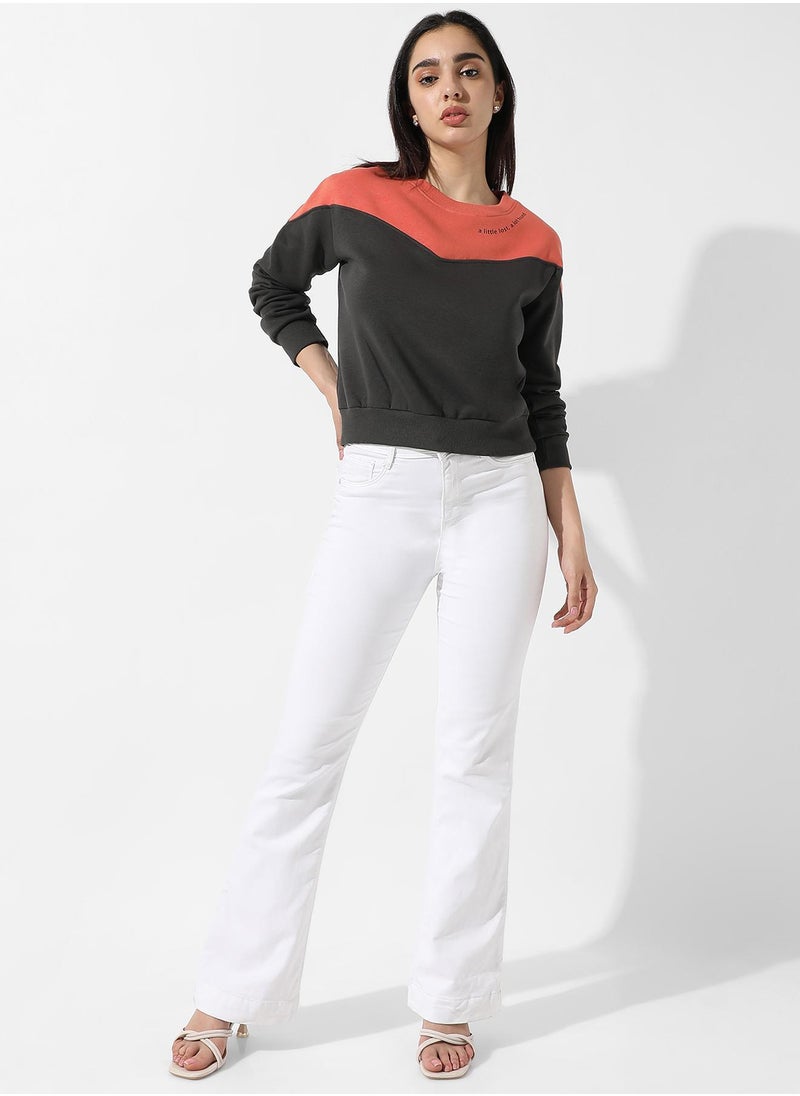 Women's Colourblocked Crew Neck Top