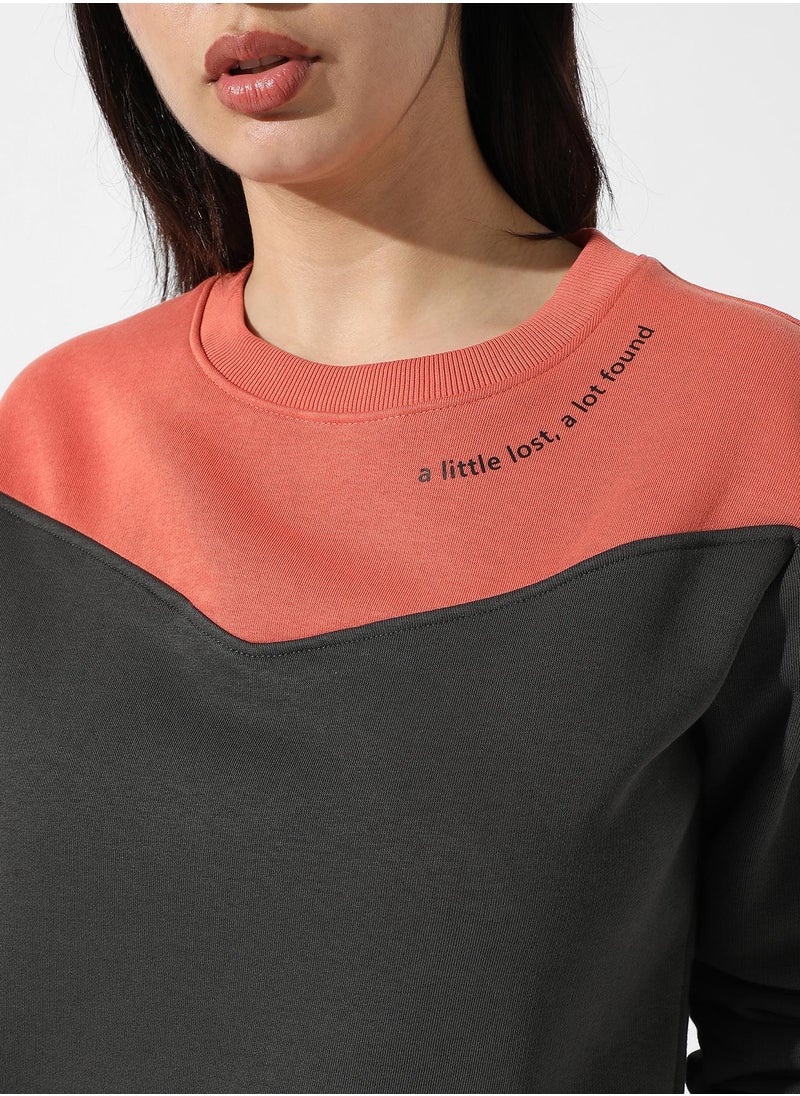 Women's Colourblocked Crew Neck Top