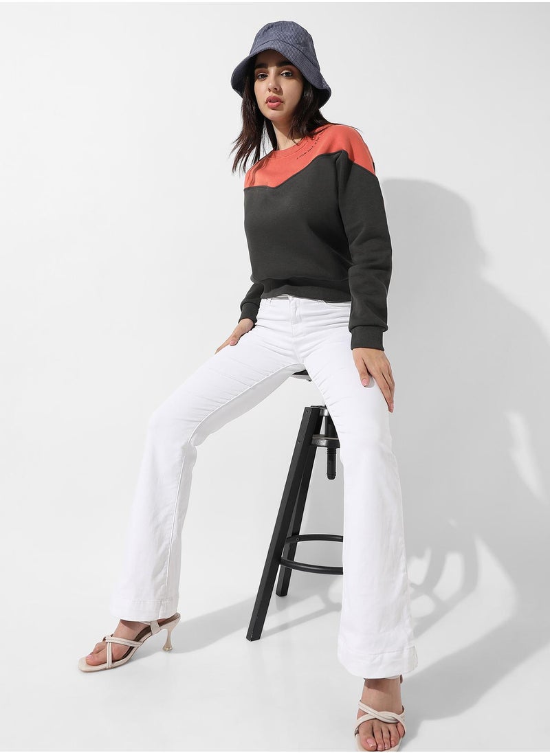 Women's Colourblocked Crew Neck Top