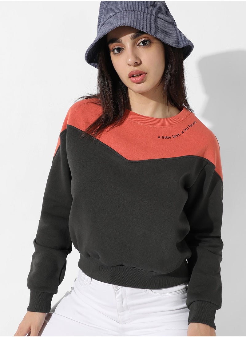 Women's Colourblocked Crew Neck Top