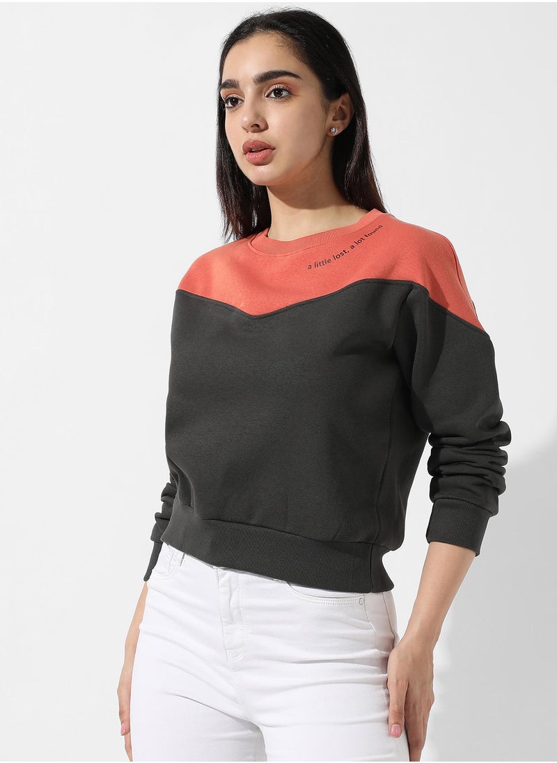 Women's Colourblocked Crew Neck Top