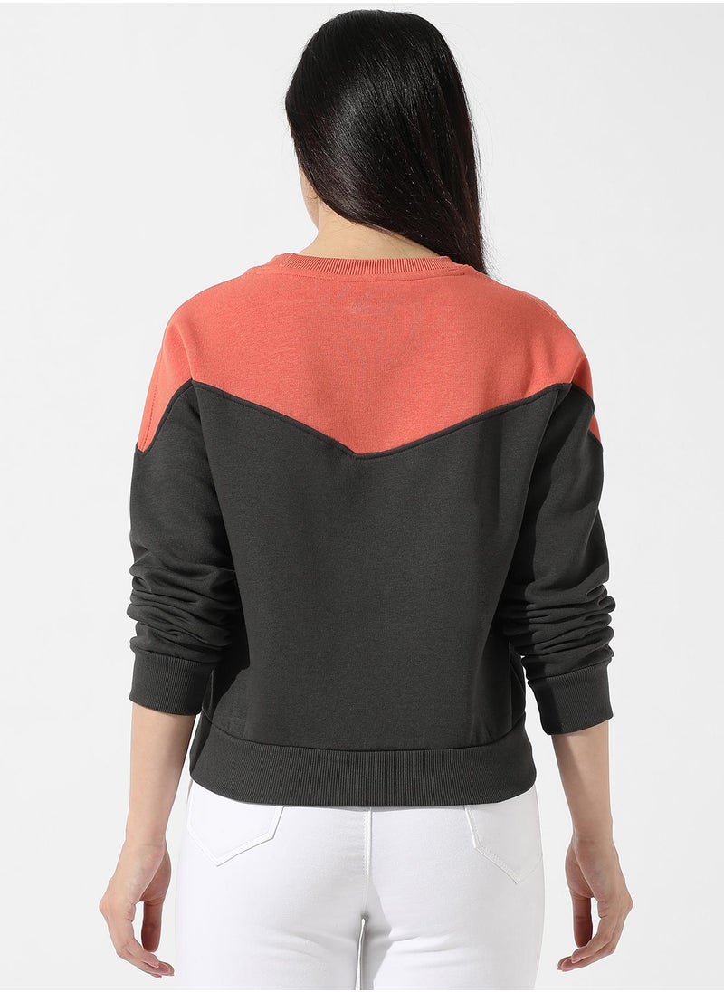 Women's Colourblocked Crew Neck Top