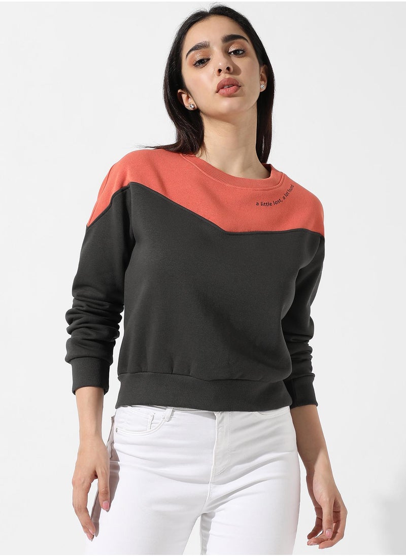 Women's Colourblocked Crew Neck Top