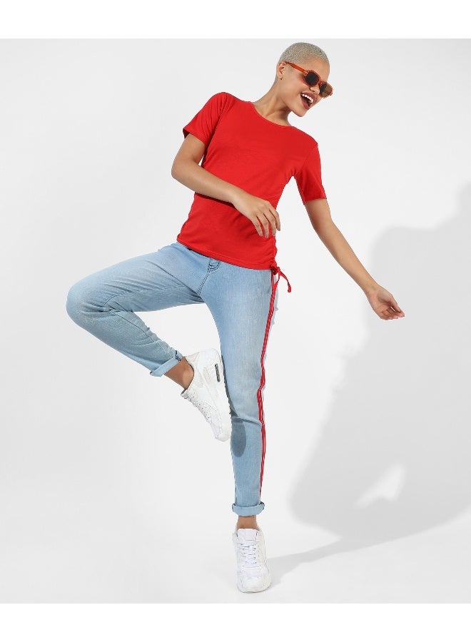 Women's Solid Red Regular Fit Top