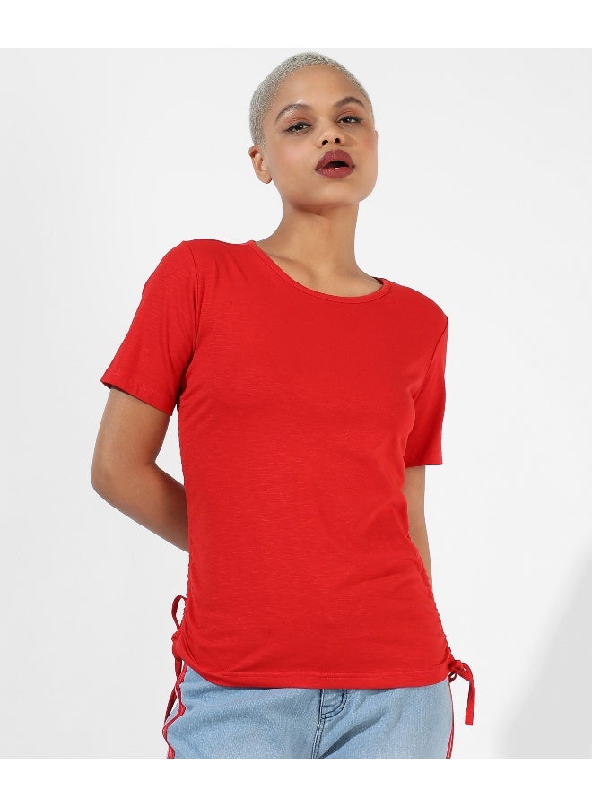 Women's Solid Red Regular Fit Top