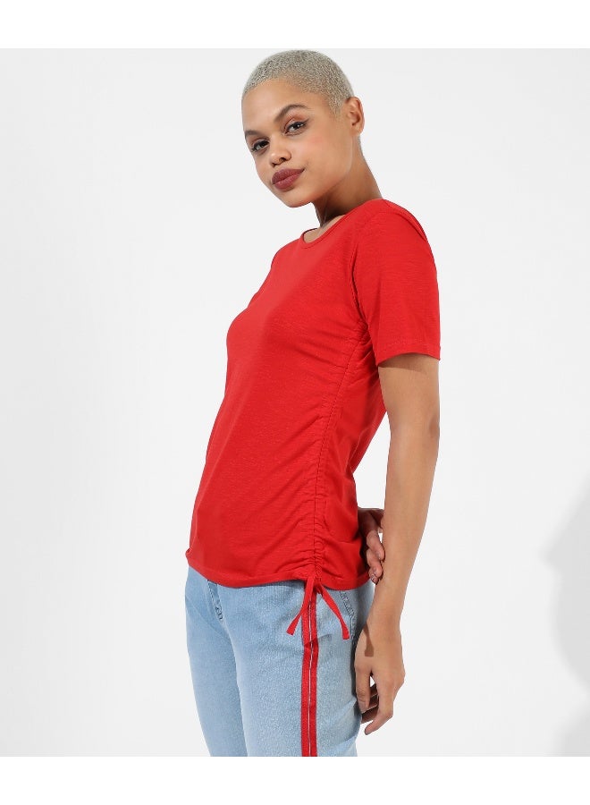 Women's Solid Red Regular Fit Top