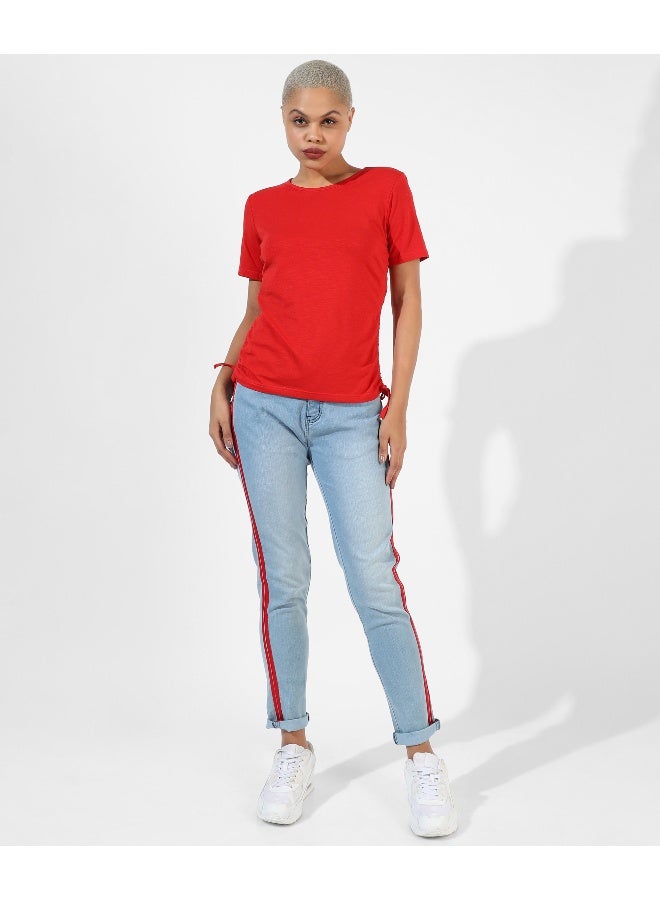 Women's Solid Red Regular Fit Top