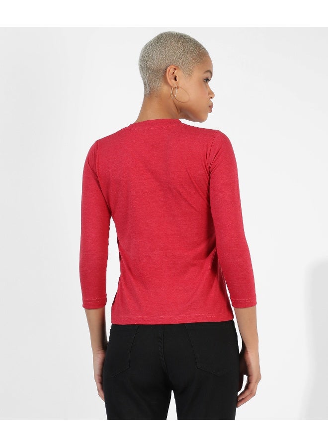 Women's Solid Red Regular Fit Top