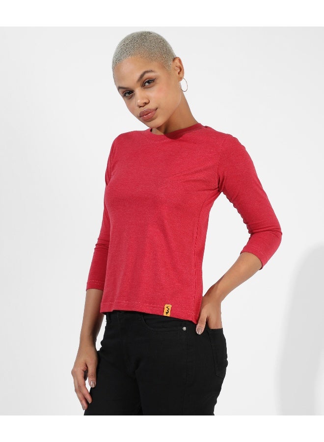 Women's Solid Red Regular Fit Top