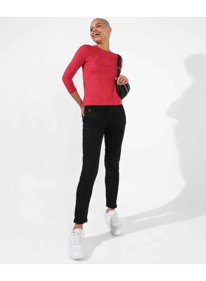 Women's Solid Red Regular Fit Top