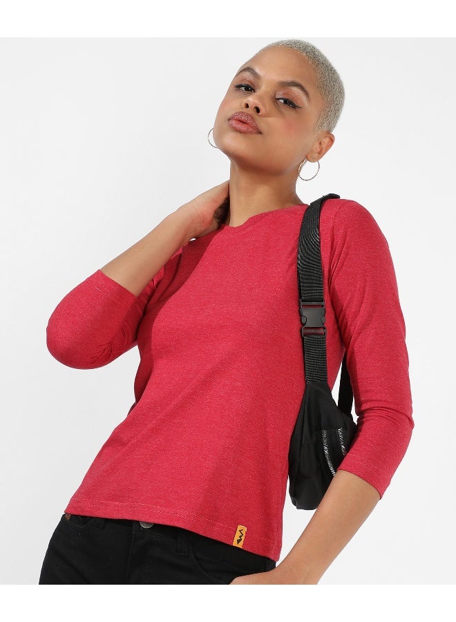 Women's Solid Red Regular Fit Top