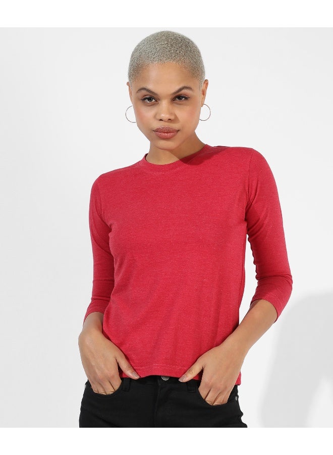 Women's Solid Red Regular Fit Top