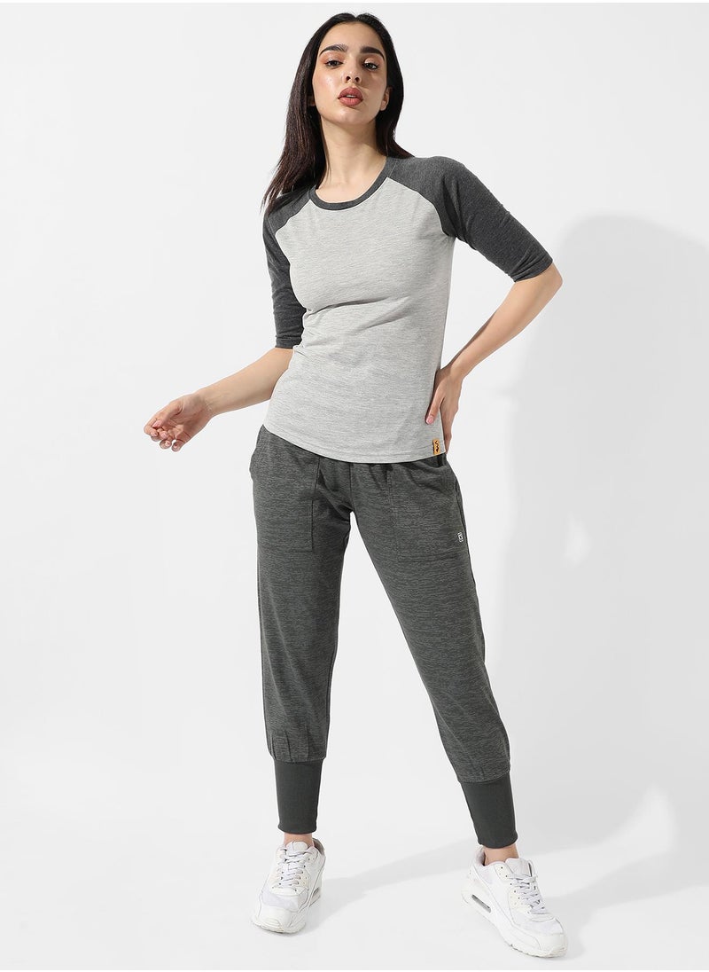 Women's Grey Raglan Sleeve Top