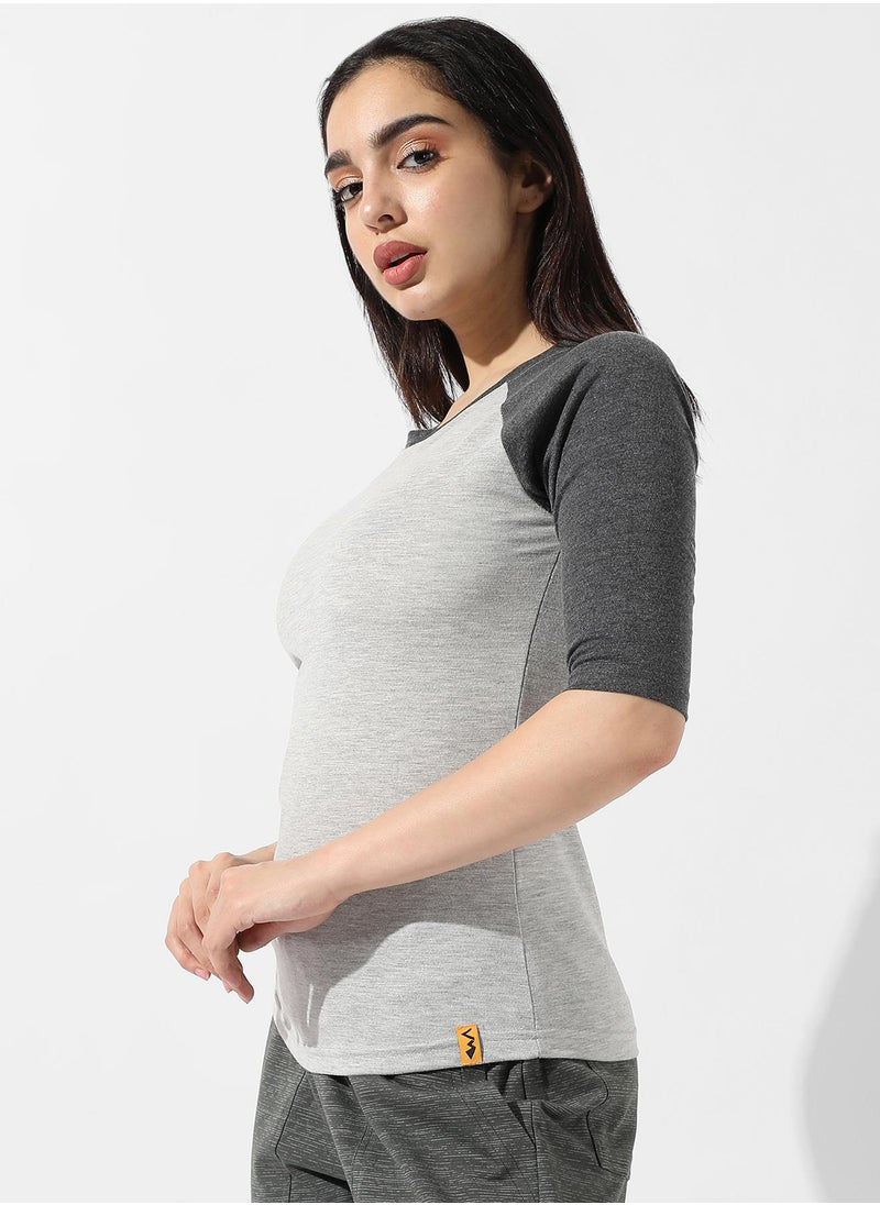 Women's Grey Raglan Sleeve Top