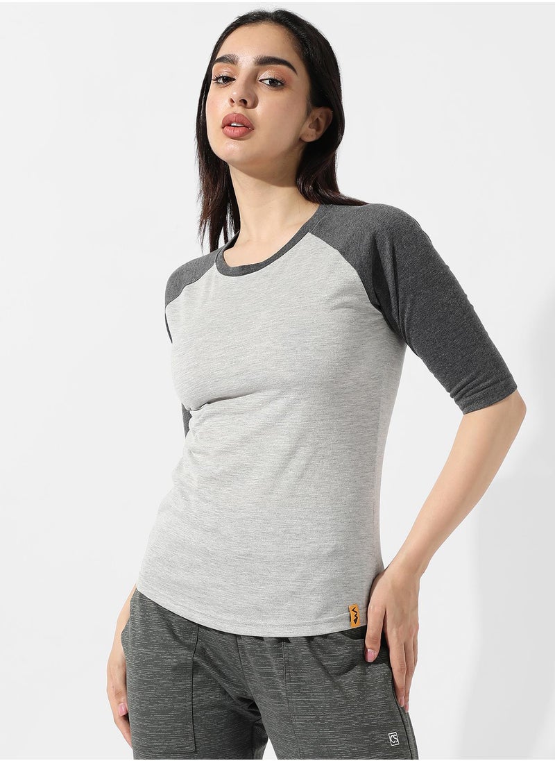 Women's Grey Raglan Sleeve Top