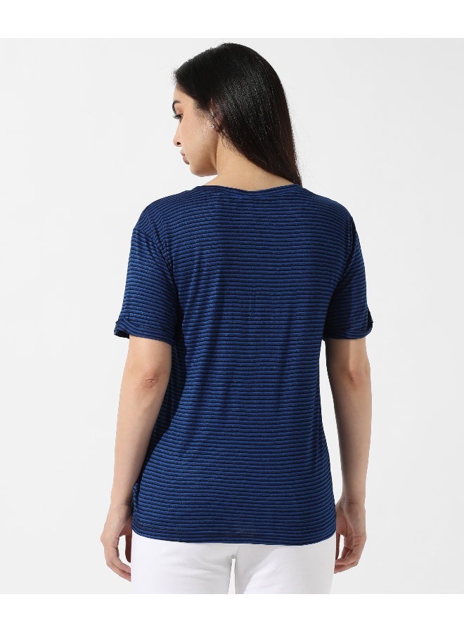 Women's Indigo Blue Striped Top