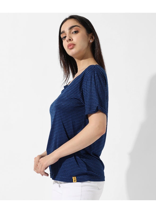 Women's Indigo Blue Striped Top