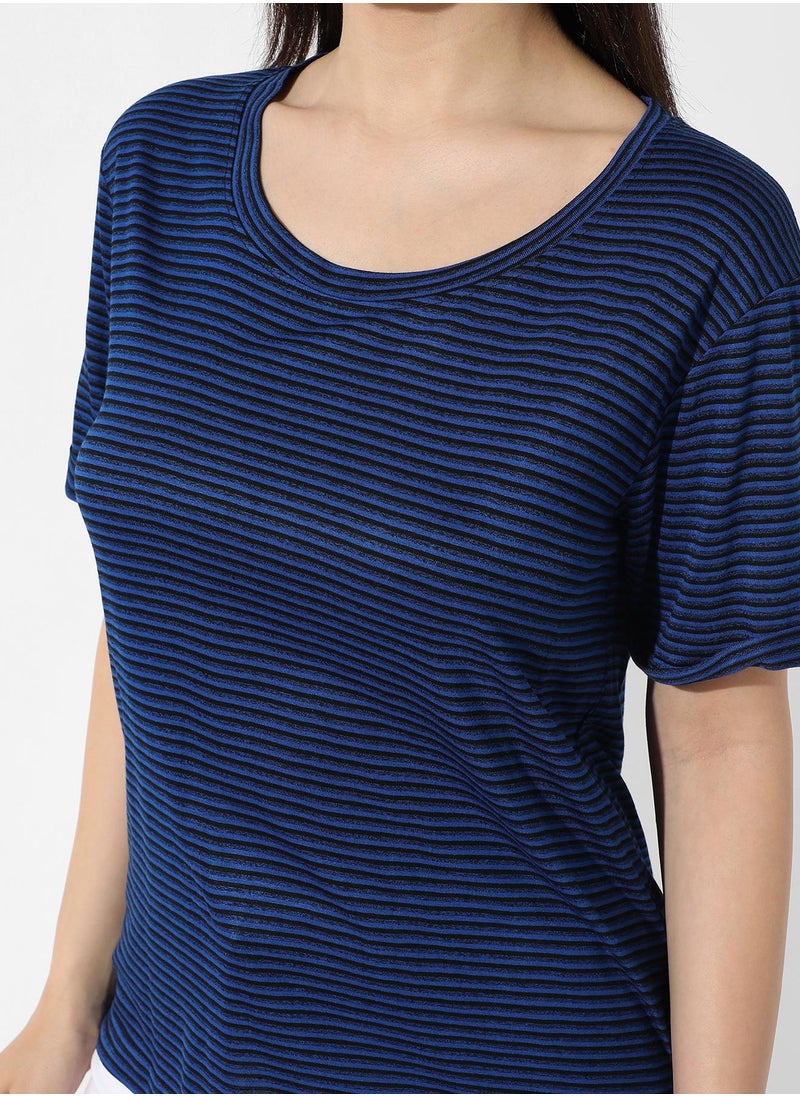 Women's Indigo Blue Striped Top