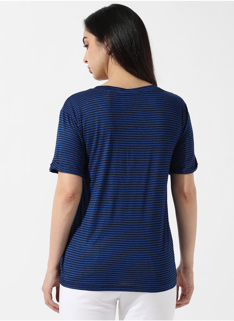 Women's Indigo Blue Striped Top