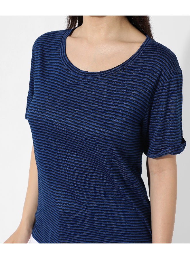 Women's Indigo Blue Striped Top