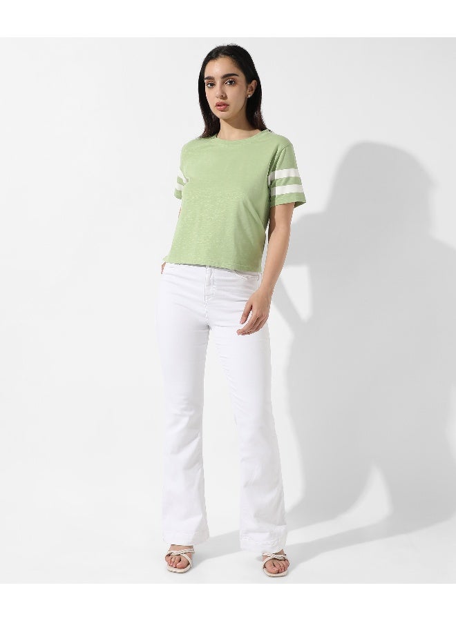 Women's Solid Tea Green Boxy Top