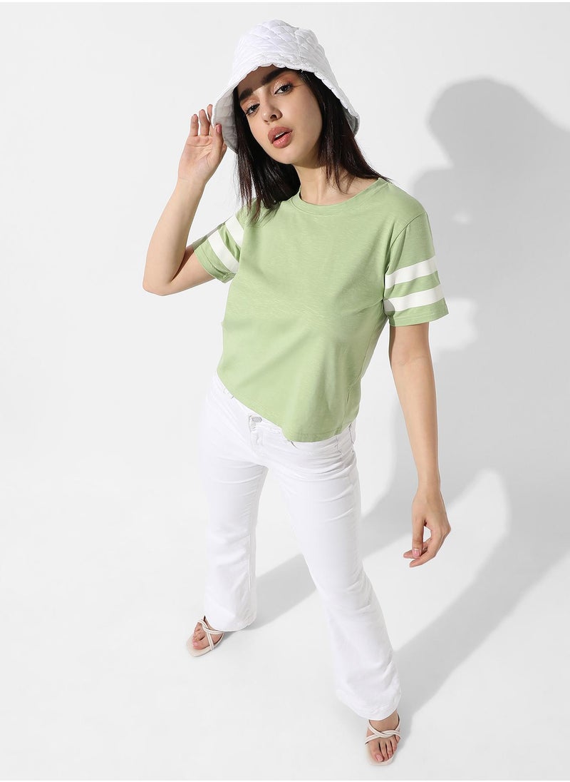 Women's Solid Tea Green Boxy Top