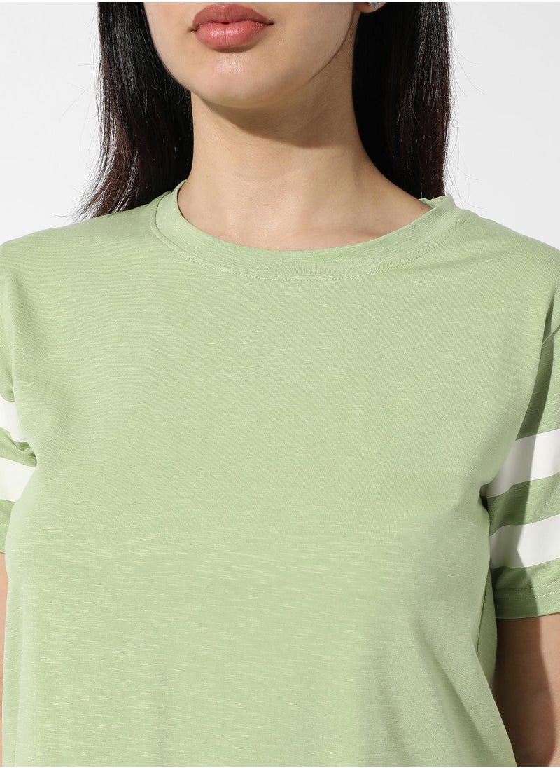 Women's Solid Tea Green Boxy Top