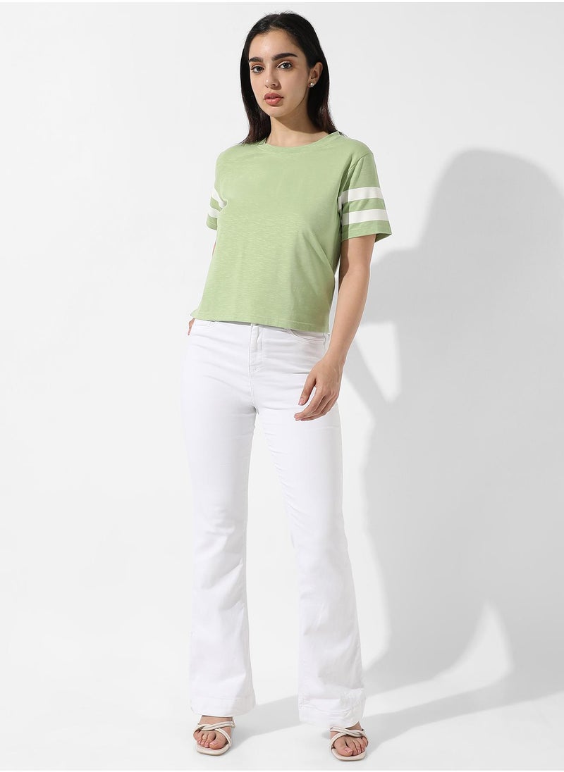 Women's Solid Tea Green Boxy Top